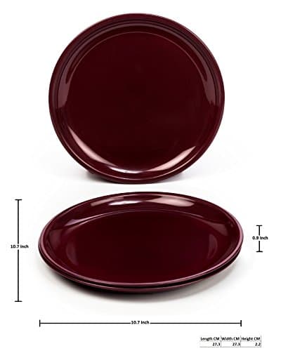SignoraWare BPA Free Plastic Full Round Plate | Microwave & Dishwasher Safe | Crack Resistant | Ideal for Family Gatherings & Outdoor Activities | Breakfast, Lunch & Dinner Plate (Set of3 | Maroon) 3
