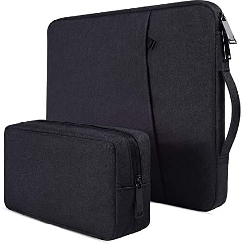 Dynotrek Zipper 15.6 inch Laptop Sleeve Case, with Charger Pouch Shockproof Protective Notebook Cover, Accessory Pocket, Briefcase Carrying Computer Hand Bag, HP, ASUS, Dell, Lenovo, Acer -Black