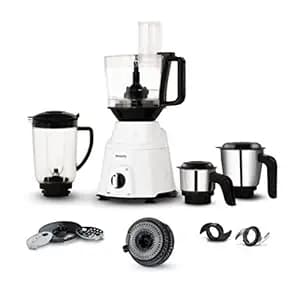 Philips Mixer Grinder 750 Watt, 3 in 1 (Mixer Grinder + Juicer + Food Processor) 4 Jar (HL7763/00), White