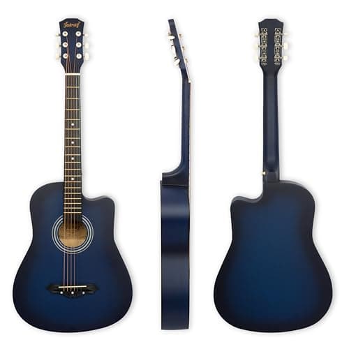 Juarez JRZ38C 38 Inch Cutaway Acoustic Guitar (Matte Blue Sunburst) | Linden Wood Body | Catalpa Neck | Guitar Kit with Bag, Strap, Spare Strings & Picks 2