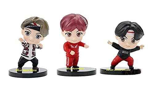 Blue Aura BTS BT21 Bangtan Boys Set of 7 Action Toy Figure Collectible Height - 7.8 CM Multi Color NOT for Kids (Dancing Set 2) 3
