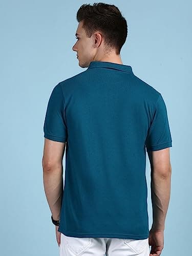 Lux Cozi Men's Half Sleeve Soild Casual T-Shirt with Chest Pocket_COZI_2122_EMRAD_L_1PC Emerald 4