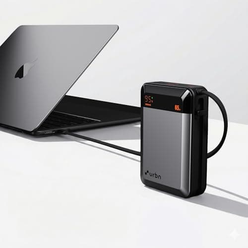 URBN 20000 mAh 65W Ultra Volt Power Bank | Dual Output | PD + QC Compatible | LED Display | Two-Way Fast Charge | Pass-Through Charging | for MacBook Air, iPhone, Samsung, Android & More (Grey)