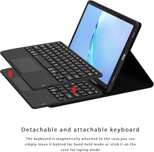 typecase Keyboard Case for Samsung Galaxy Tab S10 Lite, S10 FE, S9 FE 5G 10.9, S9 Inch with Touch Trackpad, Pen Holder, Multiple Viewing Angle, Detachable Wireless Bluetooth Keyboard - Black 5