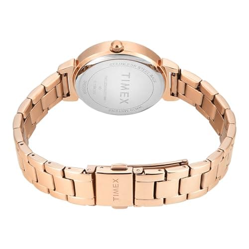 TIMEX Analog Watch for Woman with Rose Gold Round Dial & Rose Gold Stainless Steel Bracelet Band Water Resistant Women's Wrist Watches - TWEL223SMU01 2