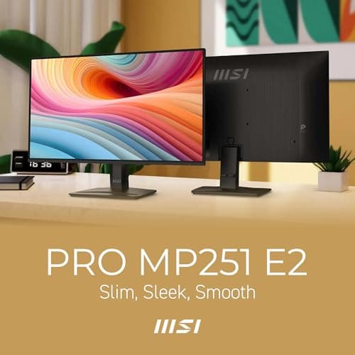 MSI PRO MP251 E2 24.5-inch IPS 1920 x 1080 (FHD) Gaming Office Monitor, 120Hz, Adaptive-Synch, HDR Ready, HDMI, VGA Port, Display Port,VESA Mountable, Tilt, Speaker, 1ms, Black 2