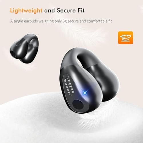 NUPLEA Open Ear Clip Headphones, Bone Conduction Headphones Wireless Earbuds Bluetooth 5.3 Sports Earphones Built-in Mic with Ear Hooks, IP7 Waterproof Fitness Ear Buds for Running 1 3