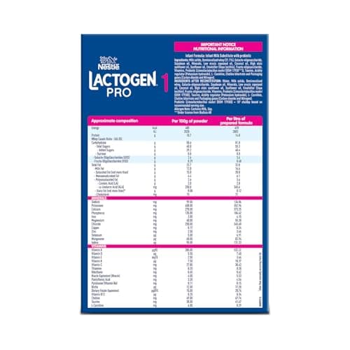 Lactogen Pro 1 Powder, 1.2Kg Pack, 0-6 Months, Infant Formula With Probiotic And Prebiotics 4