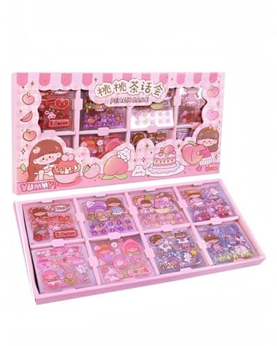 Long Box Stickers-200 Sheets Kawaii Aesthetic Stickers for Scrapbooking, Journaling, DIY Crafts & Gifts-Cute Girls Travel-Themed Paper Stickers for Kids,Teens & Stationery Lovers (Style -4)