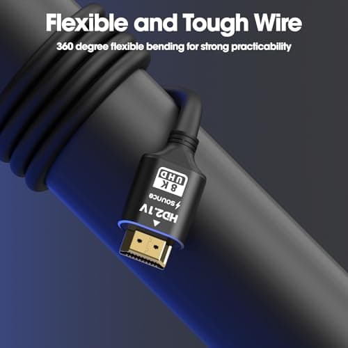 Sounce 8K HDMI 2.1 Cable (6FT, 8K 60Hz HDR, 4K 120Hz, High Speed 48Gbps with Ethernet, eARC, 3D, HDCP 2.3) - Compatible with PS5, Xbox, Roku, Apple TV, Switch, PC, Black (Pack of 1) 3