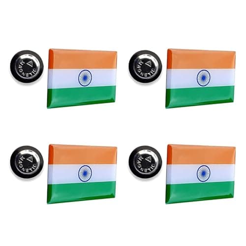 THE BIG INDIA Indian Flag Magnet Badge, Lapel Pin, Brooch, with Magnet for Child, Men's & Women's Govt. Army etc All Clothing - 30 X 20 Mm (4)