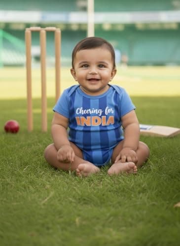 Zeezeezoo Indian Cricket Team Jersey Inspired Baby Boy, Girl Bodysuit Dress | Half-Sleeves 6-12 Months 3
