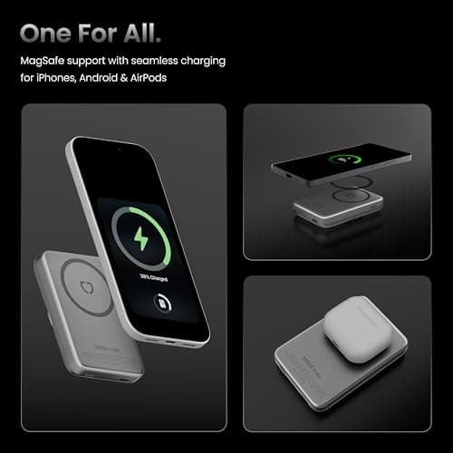 CASEGEAR ACE 10000mAh Aluminium Wireless Power Bank Compatible with Magsafe, Strong N54 Magnet, 20W Fast Charging, Compatible with iPhone 12 & Above, Samsung, etc. 360° Rotating Stand, Digital Display 2