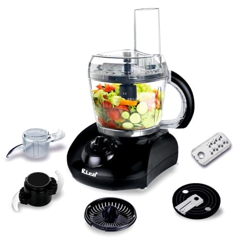 Rico 400 Watts Japanese Technology Mini Food Processor Atta Maker for Kitchen | 1 Year Warranty | Dough Kneader, Chopper, Shredder & Juicer | Black