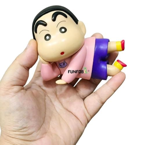 FUNFOB Shinchan Action Figure Length - 10CM Figurine Cartoon Figures Toys for Boys & Girls PVC Multicolour | Shin Pose Red 3