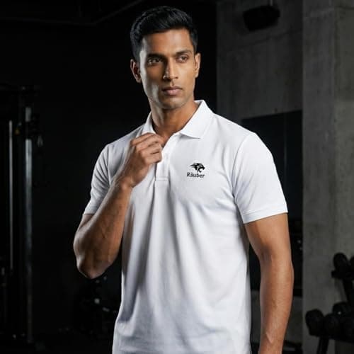 Räuber Men’s Polo Neck T-Shirt | Half Sleeve Solid Polo Tee | Comfortable Casual, Office & Sports Wear (in, Alpha, XL, Regular, Standard, White) 5