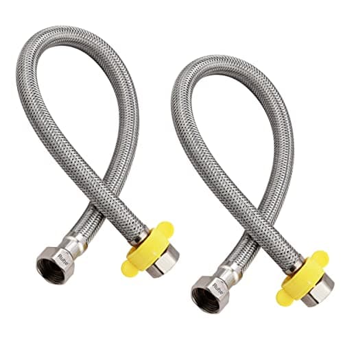 Ruhe® Connection Pipe | 304 Grade Stainless Steel Connection Pipe | Silver | Hose Pipe Suitable for Hot & Cold Mixer Faucets For Basins and Sinks, Geysers, and Flush Tanks | 18 Inches (Set Of 2)