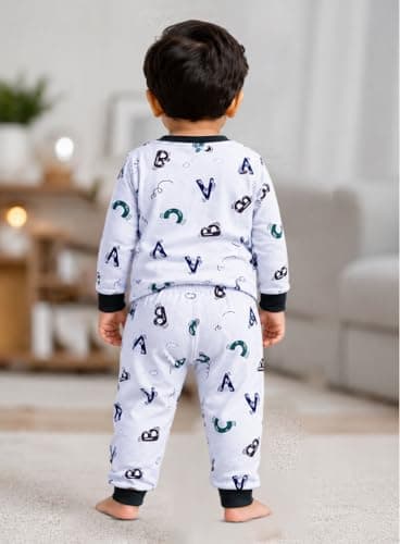 3BROS Kids' Pura Cotton Full Sleeves Casual T-shirt & Pyjama Set | Clothing Combo Set for Baby Boys Girls (Multicolor-20, 2-3 Years) 3