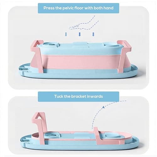 Cockatoo-Kids DripDrop Foldable Baby Bath Tub with Thermistor, Pillow & Soap Box – Portable Newborn to 6 Years Tub, Non-Toxic PP, Anti-Slip Base, 40kg Capacity – Travel & Home Use, Blue & Pink 4