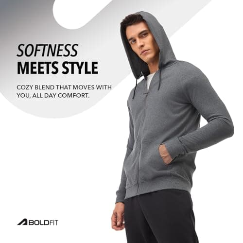 Boldfit Hoodies for Men Full Zipper Jacket for Men & Boys Fleece Hoodie for Man Winter Jackets Thermal Insulation Mens Jacket Zipper WinterWear Hoodies for Boys Winter Anthra M 4