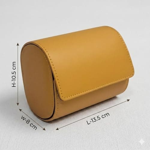 essart Luxury Watch Roll Case – Travel Watch Organizer-Watch Travel Case for 2 Watches | PU Leather Portable Gift Box for Watch Collectors Mustard Color 3