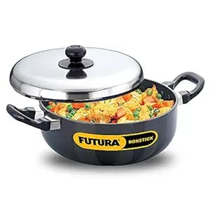 Hawkins Futura Nonstick All-Purpose Pan with Stainless Steel Lid, Capacity 3 Litre, Diameter 22 cm, Thickness 3.25 mm, Black (NAP30)