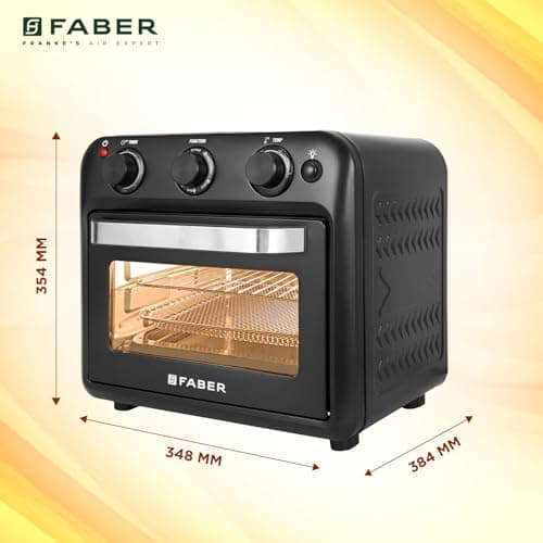 Faber 20 liter 1500 Watts Air Fryer Oven|Fry, Bake, Roast, Toast, Defrost, Grill, Reheat & Broil|85% Less Oil|Temperature & Timer Control, Preset Cooking Options, Convection Function, Auto-Off|(Black) 2