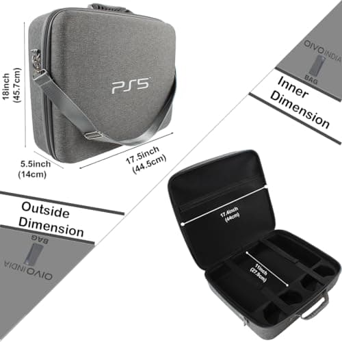 OIVO INDIA Grey Nylon Grey Hard Carrying Storage Case Compatible for PS5 (PlayStation 5 Bag) 5