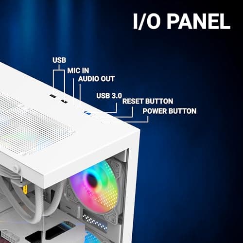 Ant Value Tempered_Glass CV200 Mid-Tower Computer Case/Gaming Cabinet - White | Support M-ATX, M-ITX | Pre-Installed 3 Static RGB Fans 4