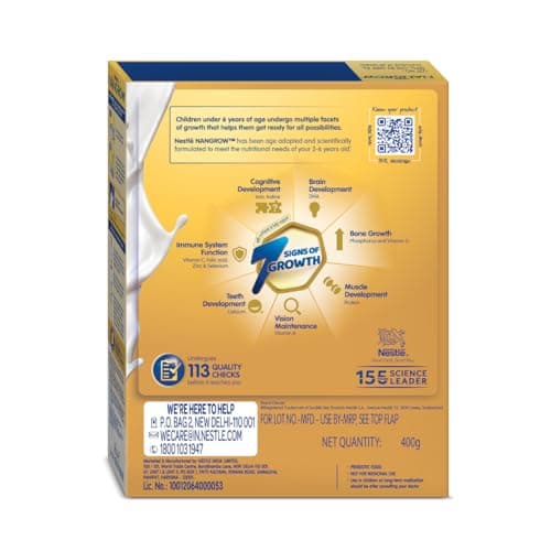 Nangrow Nutritious Milk Drink Powder For Growing Children Toddler Aged 2-6 Years | Contains DHA | Rich In Protein & Vital Nutrients | Creamy Vanilla Flavor, 400g, BIB Pack (Package May Vary) 2
