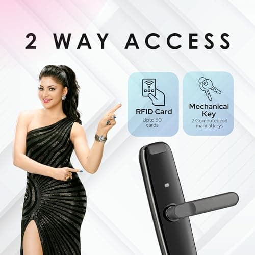 LAVNA Hotel Door Lock with RFID Card & Manual Key Access for Hotel | Resort | PG Room Doors (LH400, Black) 3