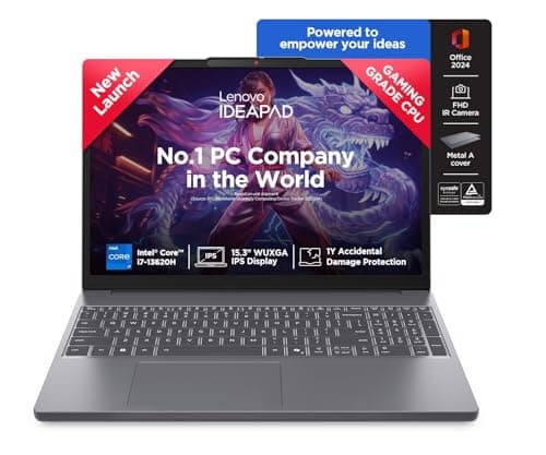 Lenovo IdeaPad Slim 3 13th Gen Core i7-13620H 15.3" (38.8cm) WUXGA IPS Laptop (16GB RAM/1TB SSD/Win 11/Office 2024/Backlit/1Yr ADP Free/Top Metal Cover & IR Camera/Grey/1.6Kg), 83K100TDIN