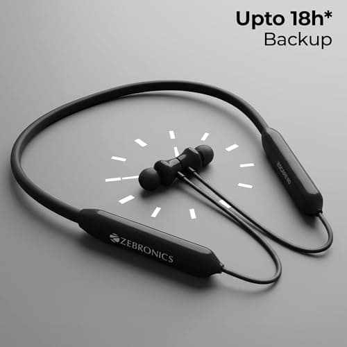 Zebronics Bluetooth MagSnap Neckband, 10mm Drivers, Upto 18hrs Playtime, BT v5.3, ENC, Gaming Mode, Volume & Media Control, Type C Rapid Charging (Escape 80, Black) 3