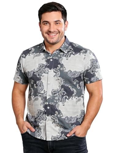 BULLMER Trendy Regular Fit Printed Half Sleeve Plus Size Shirt for Men | Men’s Shirts in Plus Sizes only Olive3 XX-Large