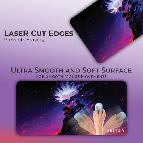 BESTOR Assassin Warrior Gaming Mouse Pad Gojo Mouse pad with Precise Cut Edges, Waterproof Surface & Non-Slip Rubber Base Stitched Edges Gaming Mouse Mat for Laptop (60cmx34cm) 5