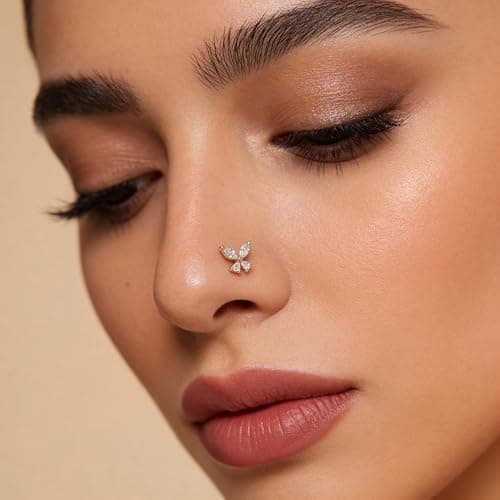 TOUCH925 Pure 925 Silver Sparkling Butterfly Nose Pin for Women 5