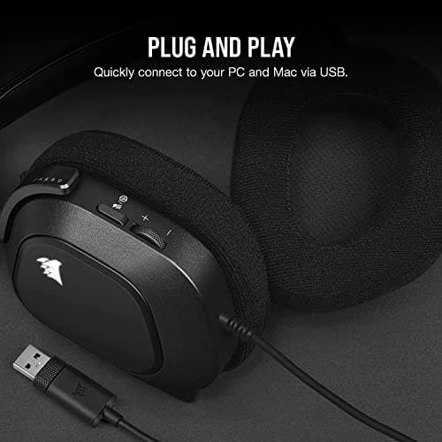 Corsair HS80 RGB Wired USB Premium Gaming On Ear Headphones with Dolby Audio 7.1 Surround Sound (Broadcast-Grade Omni-Directional Microphone, Memory Foam Earpads, High-Fidelity Sound) (Carbon) 5