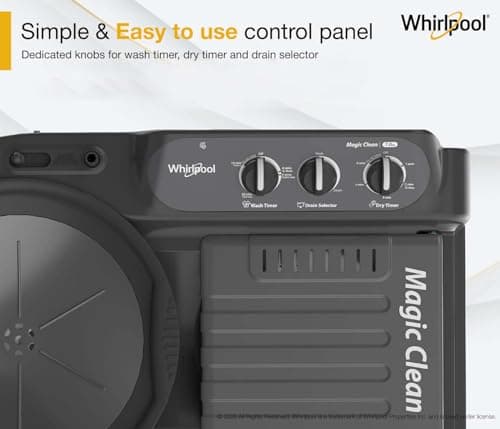 Whirlpool 7.0 Kg 5 Star MAGIC CLEAN Semi-Automatic Top Loading Washing Machine (MAGIC CLEAN RYL SRS 7.0 GREY DAZZLE (5YR), 4 Year Comprehensive Warranty, 1400 RPM Motor, 5 Year Motor Warranty) 5