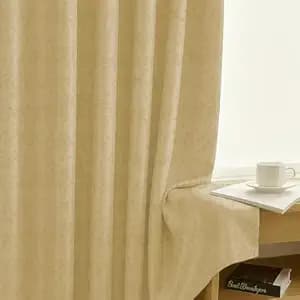 LINENWALAS 100% True Blackout Curtains 6 Feet Long - 2 Panel, Raindrop Floral Design Complete Light Block Thermal Insulated & Noise Reducing Room Darkening Curtains (Raindrop Golden Beige)