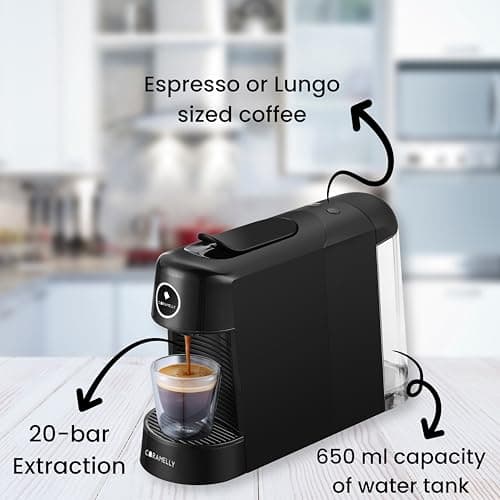 Caramelly Espresso Pop Nespresso Coffee Capsule Machine (New 2026 Model) with 1yr Warranty - Coffee Maker for Espresso & Americano | 20 Bar pressure | Nespresso Pods Compatible with LED Glow Ring 3