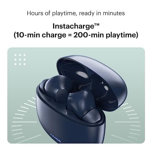 Noise Buds VS104 Truly Wireless Earbuds with 45H of Playtime, Quad Mic with ENC, Instacharge(10 Min=200 Min), 13Mm Driver, Low Latency, BT V5.2 (Midnight Blue) 5