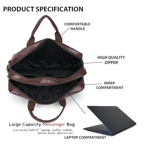 ADISA Laptop Messenger Office Bag Briefcase for Work for Men (LB6051-BRO) 4