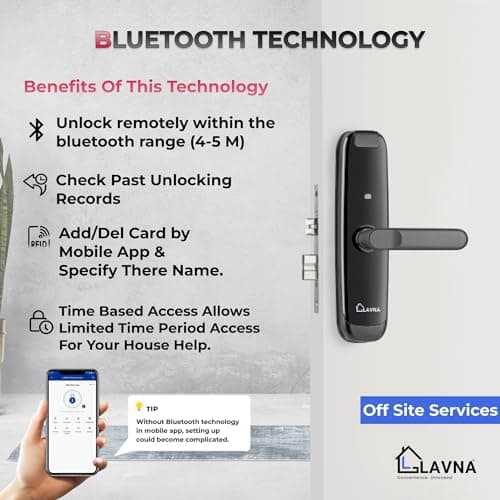 LAVNA Hotel Door Lock with RFID Card & Manual Key Access for Hotel | Resort | PG Room Doors (LH400, Black) 2