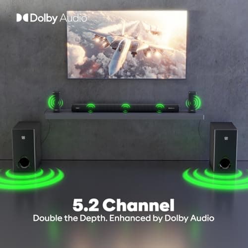 GOVO GoSurround 888 | 625W,True Dolby Audio, Dual 6.5" Subwoofers with Dual Satellites,5.2 Surround Soundbar, HDMI ARC, Opt,AUX,USB, Bluetooth,3 Equalizer Modes,LED Display & Remote (Platinum Black) 2