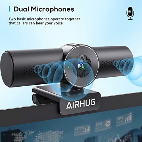 AIRHUG 2K Webcam with Microphones, USB Web Cam for Computer and Laptop Plug & Play, Web Camera with Privacy Cover, 71°,for Streaming and Conferencing 5