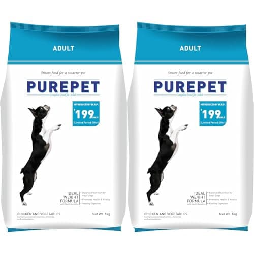 Purepet Chicken & Veg Adult Dog Food, 1 kg, Kibble (Pack of 2)