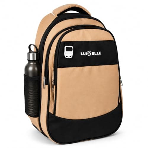 LUI ELLE Unisex Casual Backpack, Polyester, 3 Compartments, Zipper Closure, School, College & Travel Bag with Bottle Pocket, Black 5