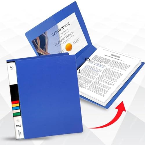HATHIYANI Plastic File Folder 2D Ring Binder A4 Size Tough & Durable Ring Binder Box Board File(Heavy Plastic/and Color May Very)(Blue) (Pack of 4) 4