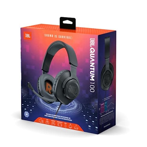 JBL Quantum 100 Wired Over Ear Gaming Headphones with Mic, 40mm Realistic Dynamic Drivers, Detachable Boom Mic, 1kHz Sensitivity, Memory Foam Cushioning, PC/Mobile/PS/Xbox/Nintendo/VR Compatible-Black 4