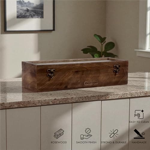 Creation India Craft Vintage Wooden Watch Box for Men, Timepiece Storage & Organizer, Display Case, Jewelry Box for Women, Gift for Husband (5 Grooves (Antique Wood)) 5